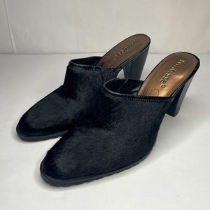 Matisse Black Calf Hair Almond Cammy Slip On Western Mules